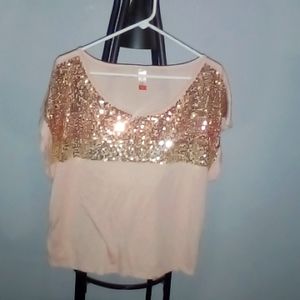 2x Blush/Gold Sequins Short Sleeved Shirt